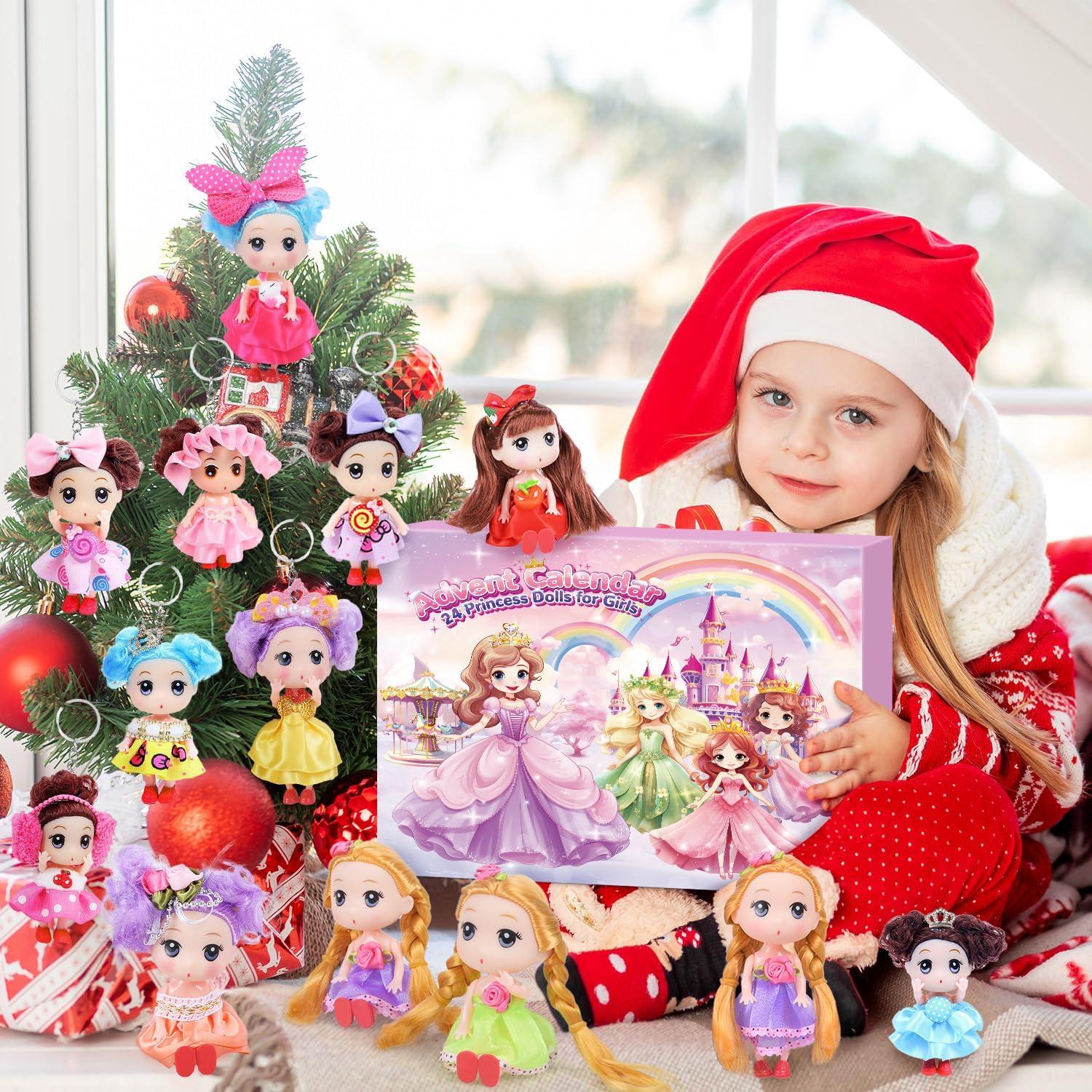 Adventskalender Prinzessinnenpuppen 2024 Mädchen Kinder Weihnachten 24