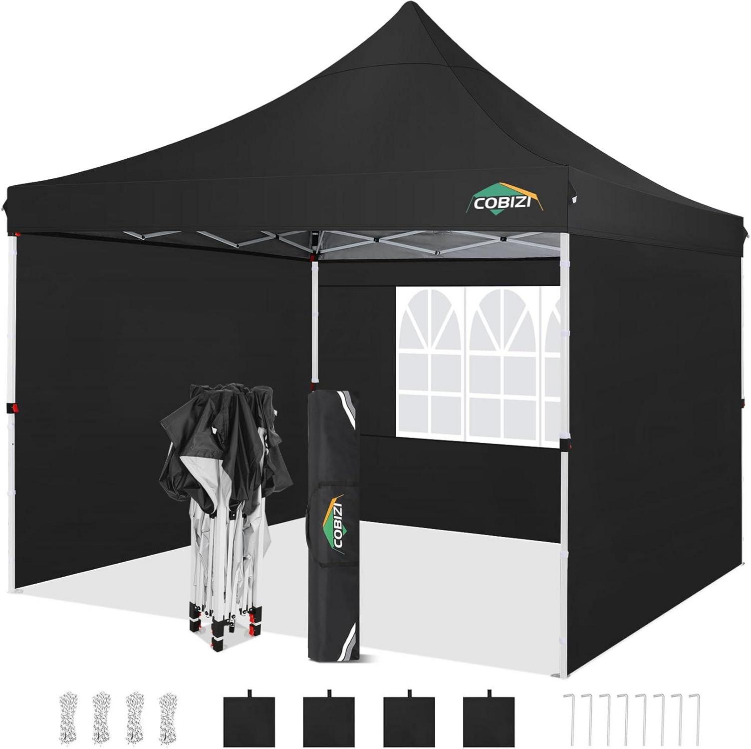 Faltpavillon 3x3 wasserdicht mit Seitenwänden & Sandsäcke Schwarz