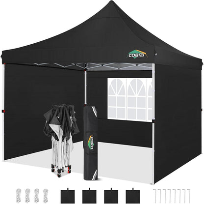 Faltpavillon 3x3 wasserdicht mit Seitenwänden & Sandsäcke Schwarz