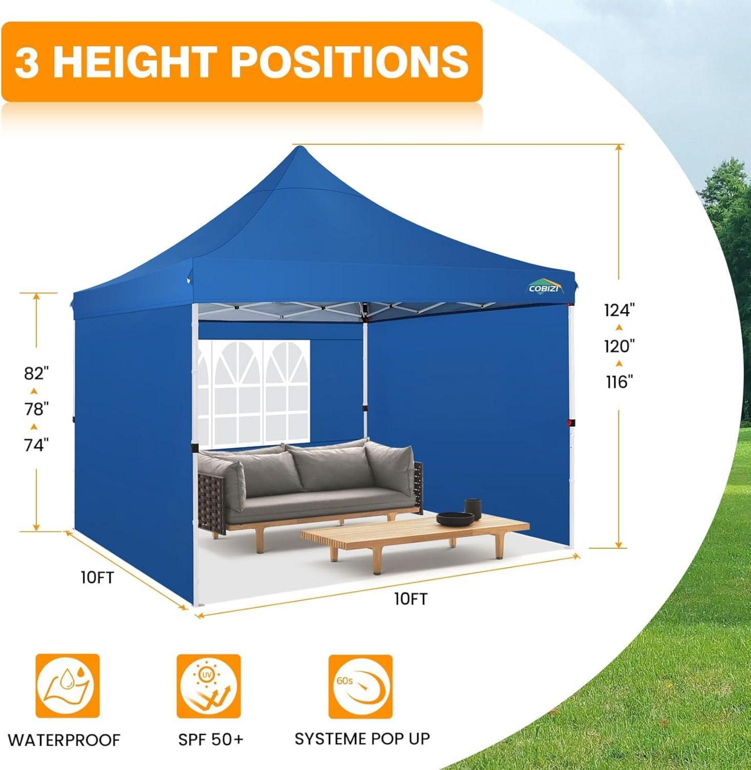 Pavillon 3x3 wasserdicht mit 3 Seitenwänden & Sandsäcke, UV-Schutz