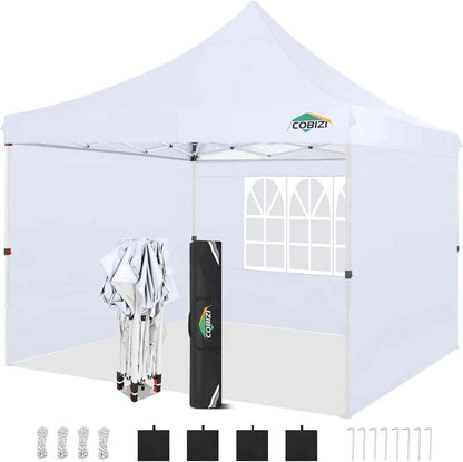 Faltpavillon 3x3m mit Seitenwänden und Sandsäcken in