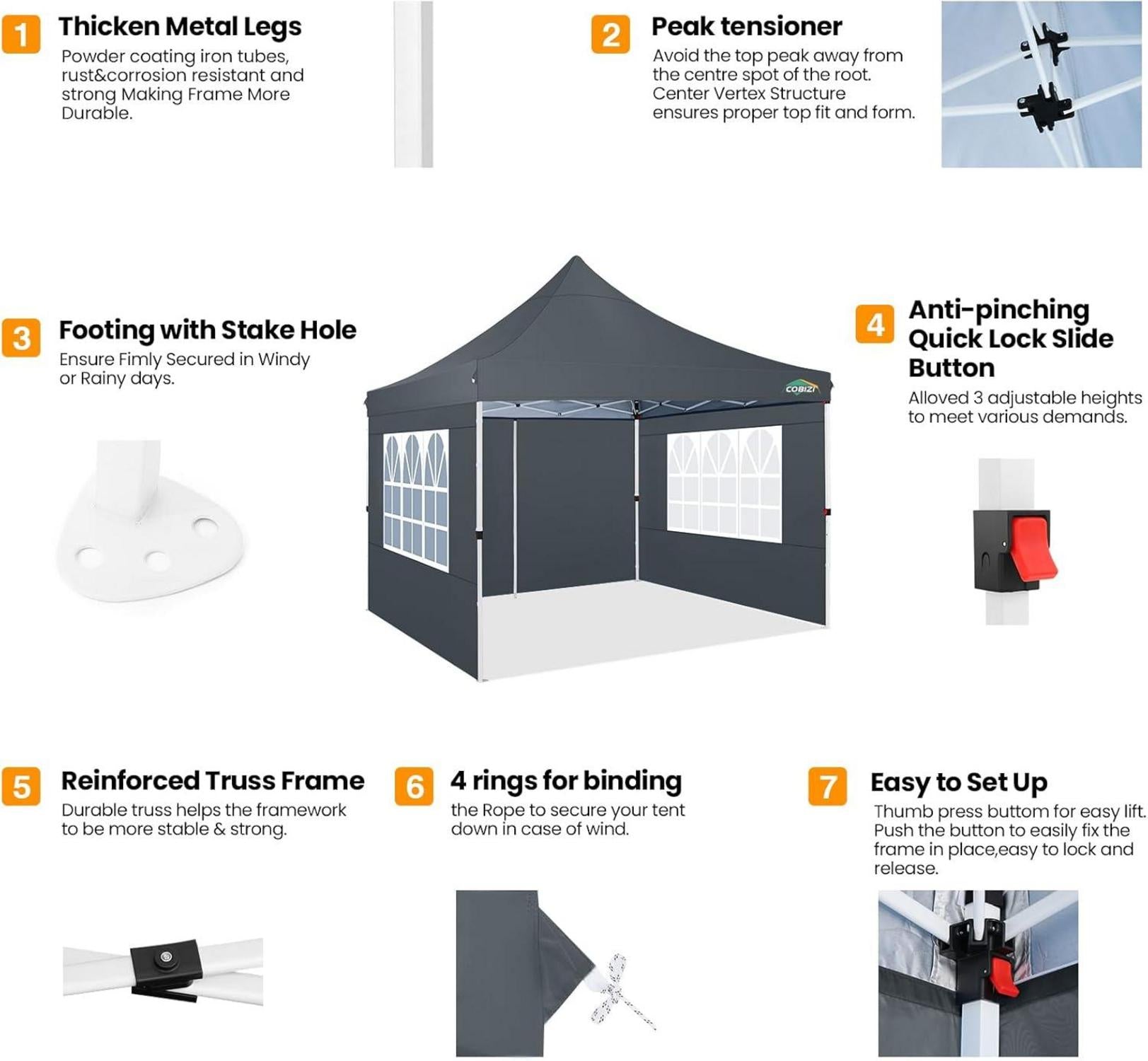 Pop-up Faltpavillon 3x3 mit 4 Seitenwänden Wasserdicht UV-Schutz