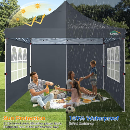 COBIZI Faltpavillon 3x3 Wasserdicht Stabil Winterfest Partyzelt Grau