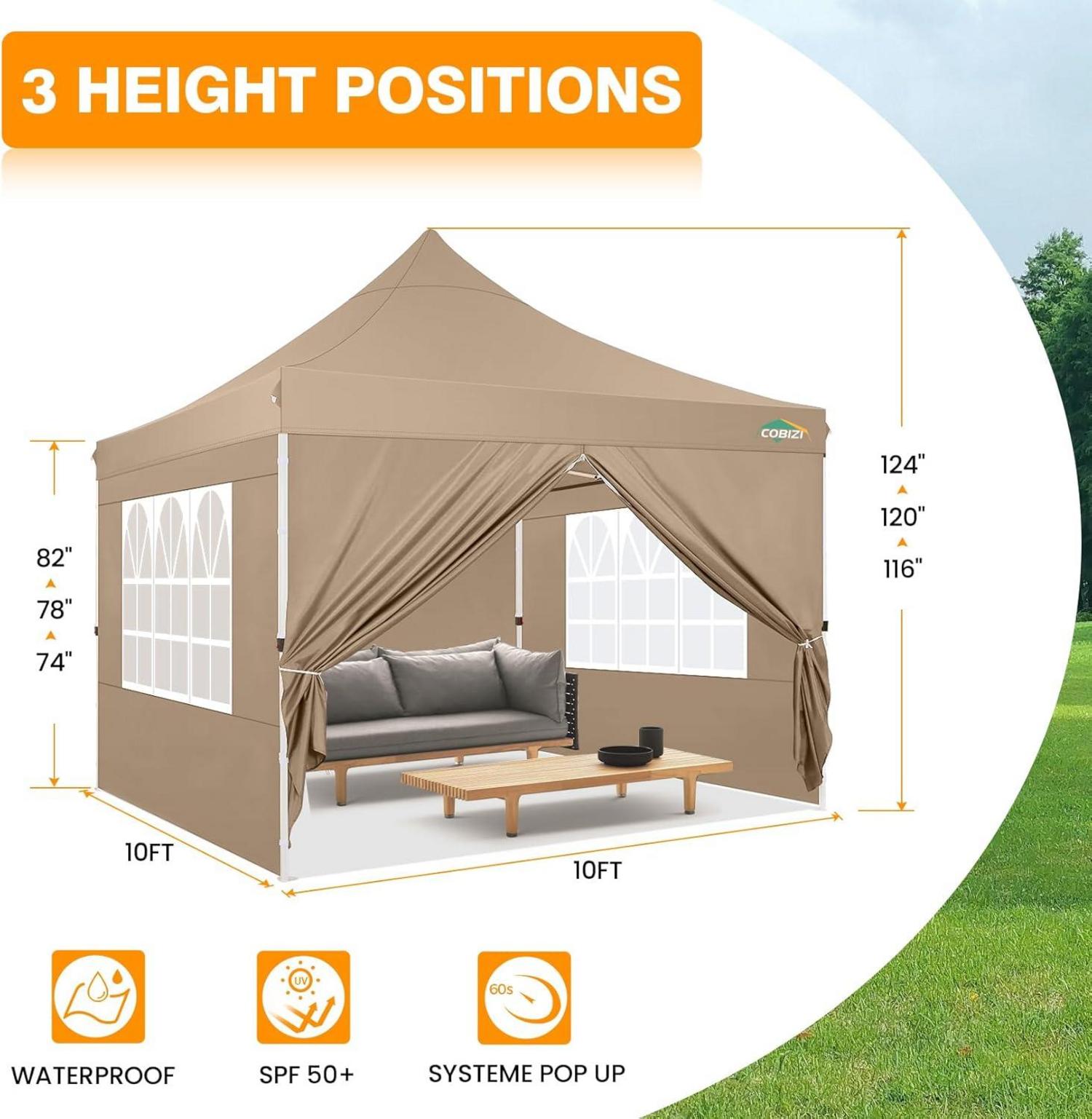 Faltpavillon 3x3 Wasserdicht Stabil Winterfest Pop up Partyzelt 4