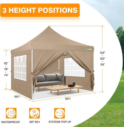 Faltpavillon 3x3 Wasserdicht Stabil Winterfest Pop up Partyzelt 4