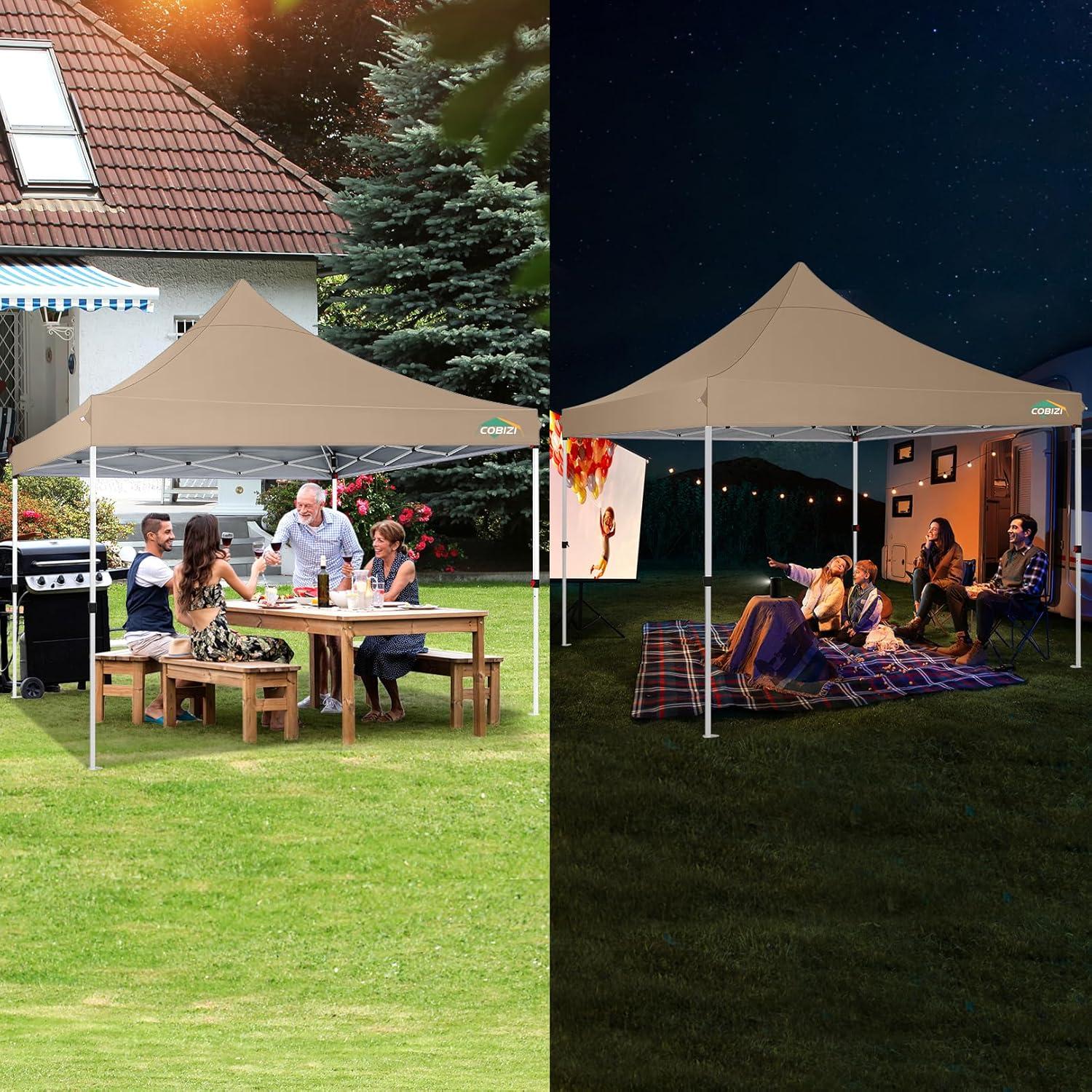 Faltpavillon 3x3 Wasserdicht Stabil mit Seitenwänden & Sandsack Khaki UV-Schutz