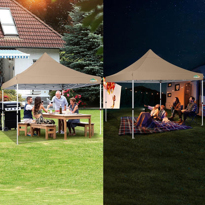 Faltpavillon 3x3 Wasserdicht Stabil mit Seitenwänden & Sandsack Khaki UV-Schutz