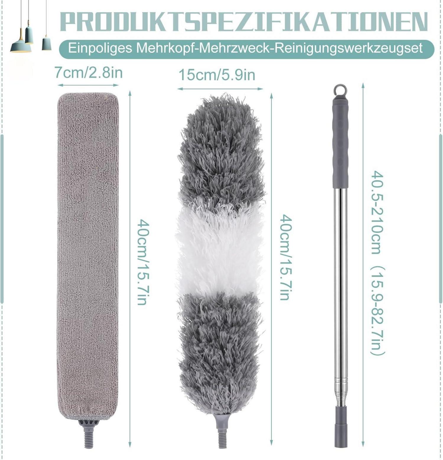 Lvefyti Grau Staubwedel Teleskop 2,1m Waschbar Flach