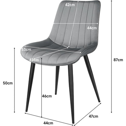 Samt Esszimmerstühle 2er Set Grau & Grau mit Metallbeinen