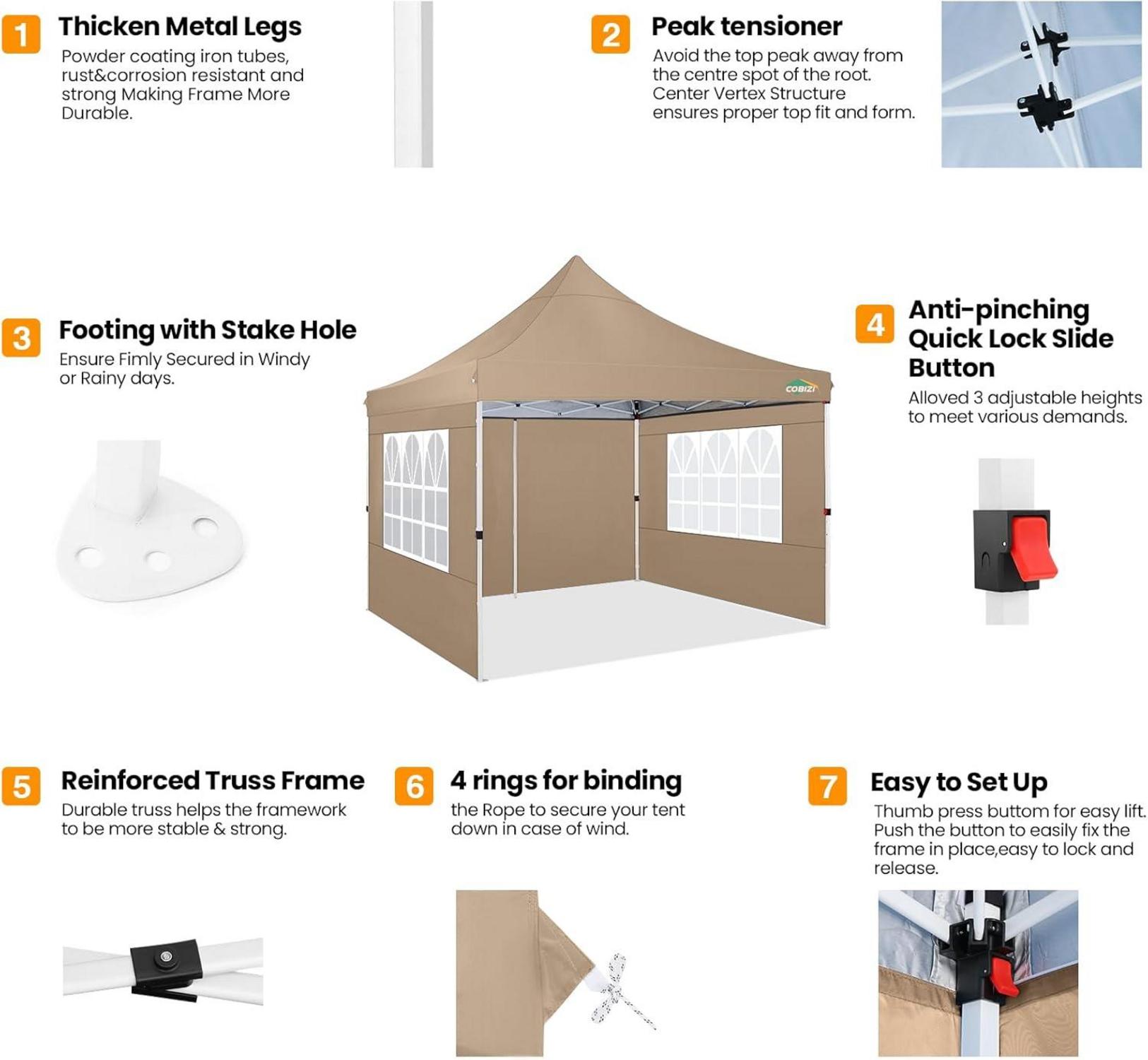 Pop Up Pavillon 3x3 mit Seitenwänden Sandsäcke wasserdicht UV-Schutz