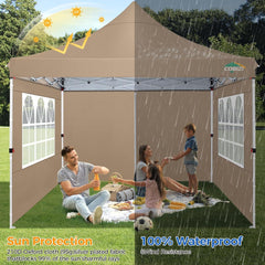 COBIZI Faltpavillon 3x3 mit Seitenwänden & Sandsäcke, wasserdichter Pop Up Pavillon UV-Schutz 50+ für Garten Camping