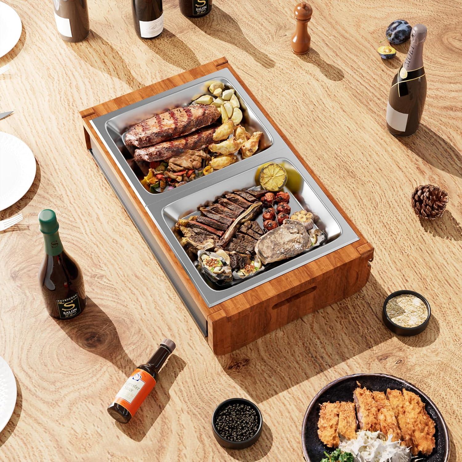 Mihoho Fleischwarmhalter für Grillen BBQ Board Kerzen Speisenwärmer