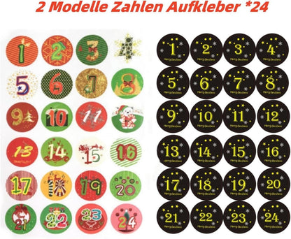 LGIFUTMAX® Adventskalender 2024 Weihnachten 24 Papiertüten zum Befüllen