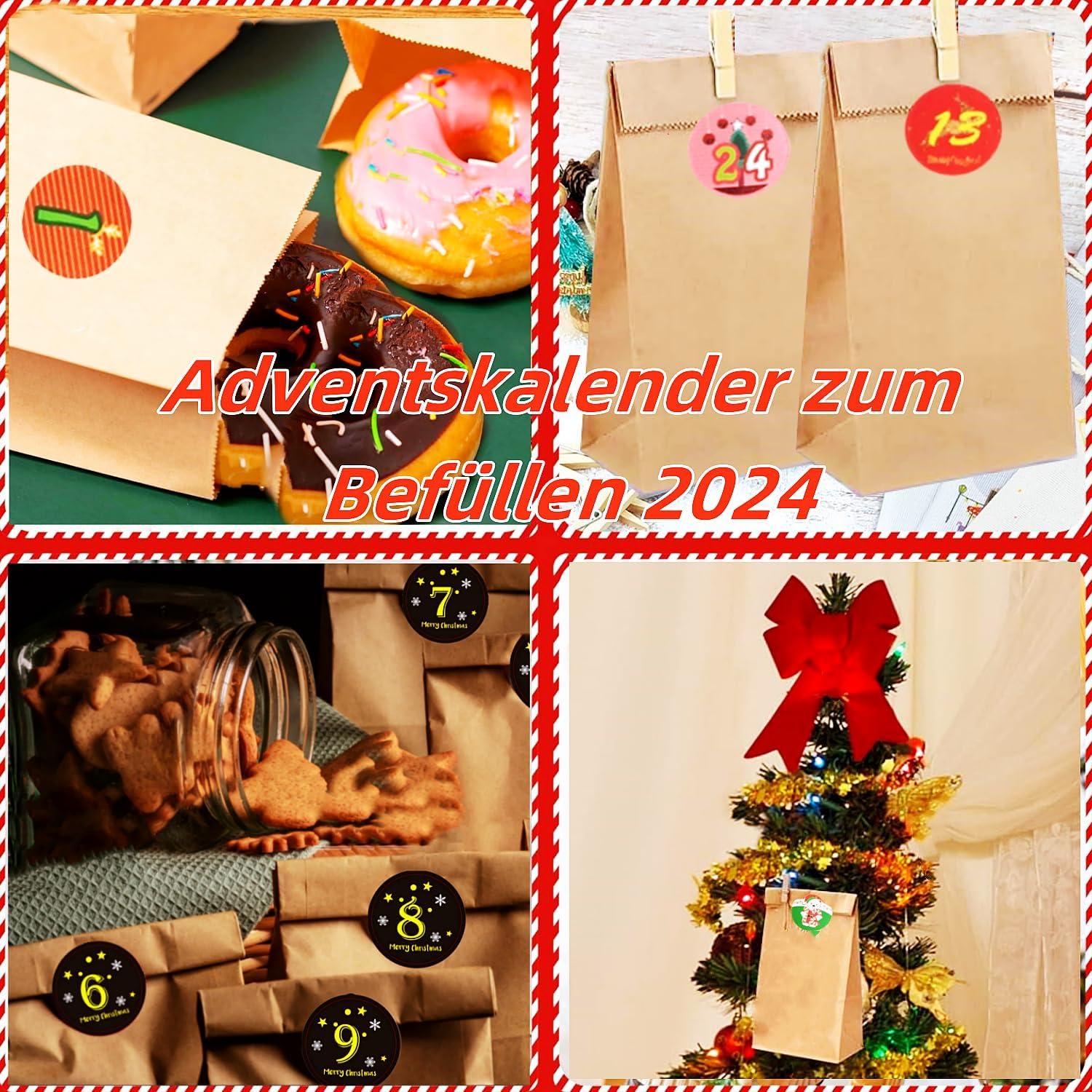 Adventskalender 2024 Befüllen 24 Papiertüten Weihnachten Kinder