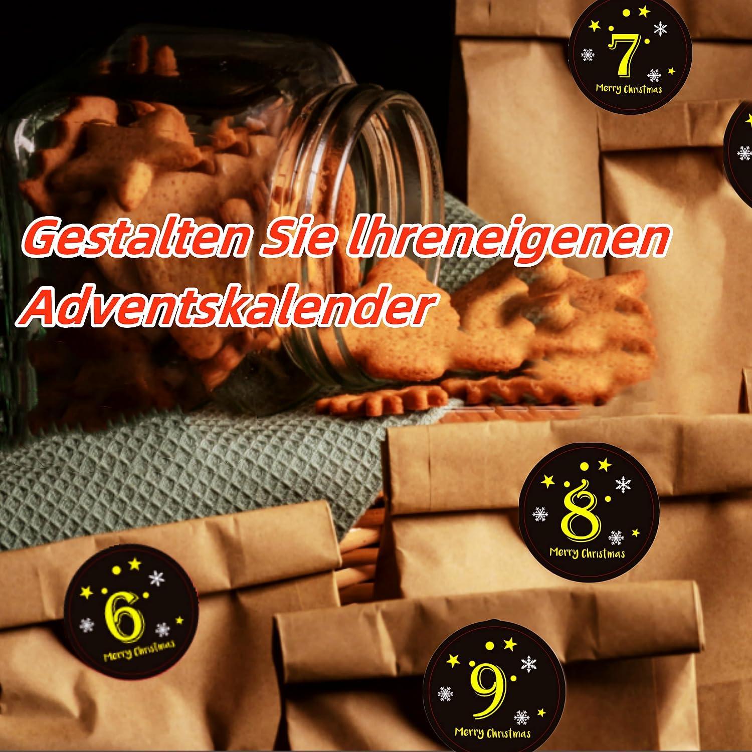 LGIFUTMAX® Adventskalender 2024 Weihnachten 24 Papiertüten zum Befüllen