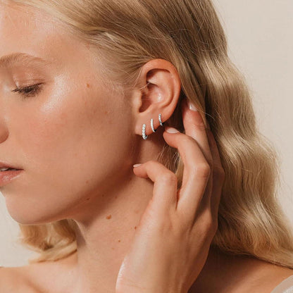 Damen Ohrringe Set Silber Gold Vergoldet Zirkonia