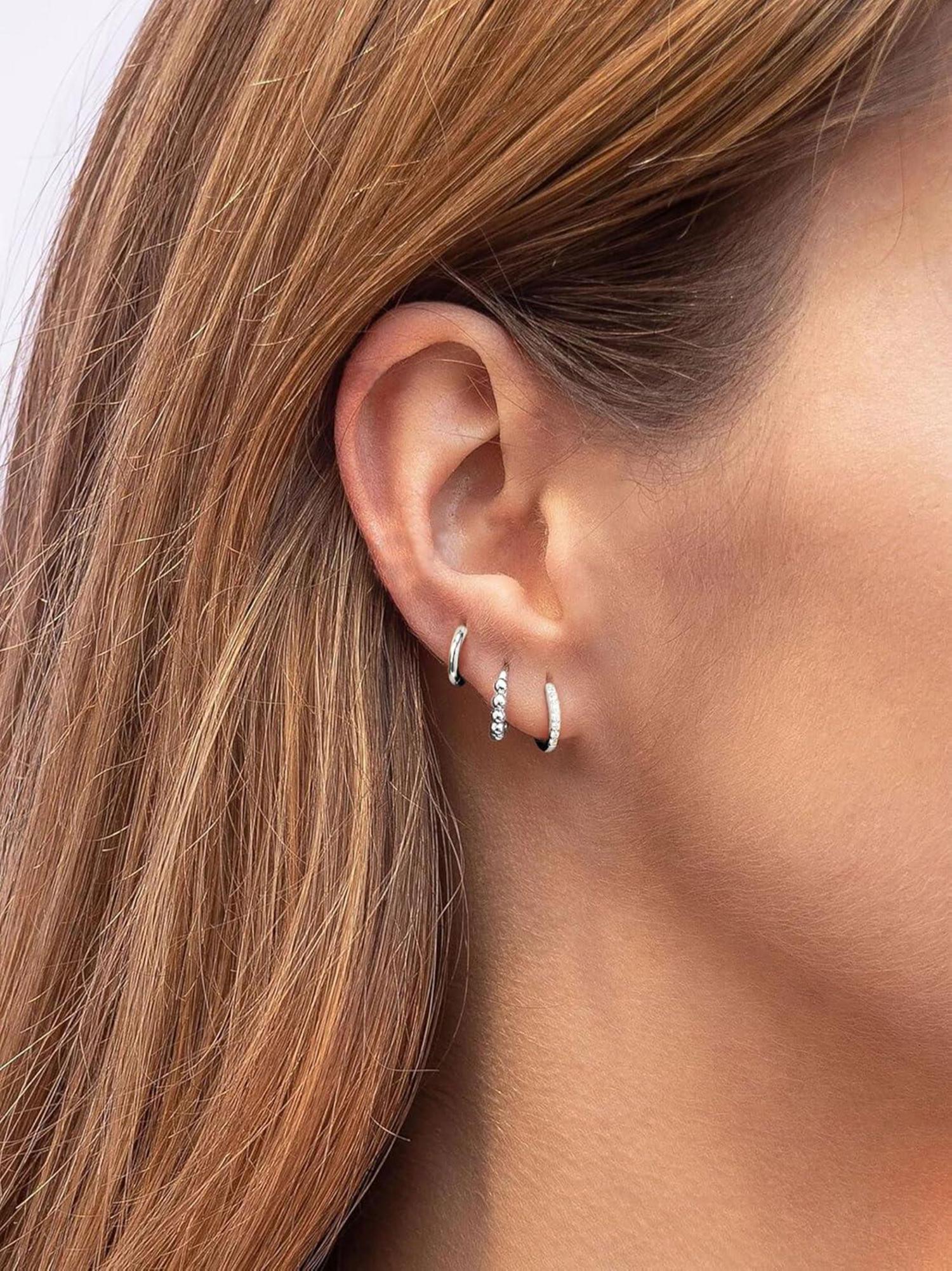 FUNEIA Ohrringe Set Silber 925 Damen Creolen Ohrstecker Zirkonia Gold