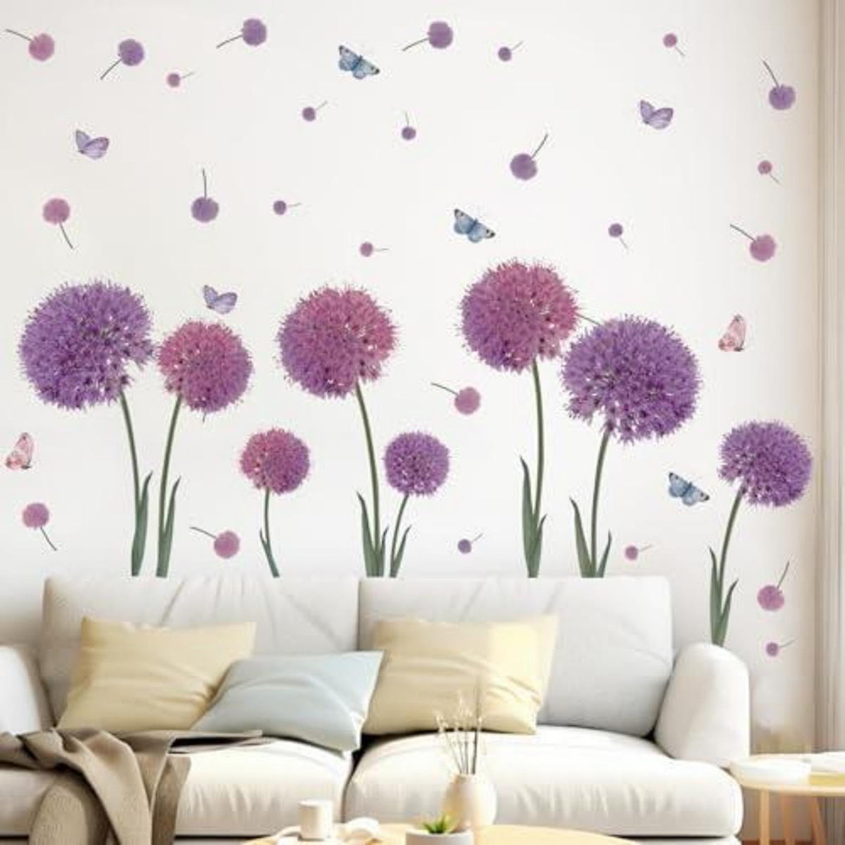 Lila Pusteblume Wandtattoo Löwenzahn Schlafzimmer Deko