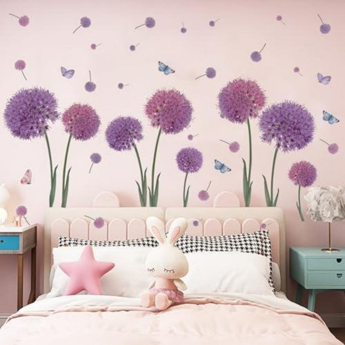 Lila Pusteblume Wandtattoo Löwenzahn Schlafzimmer Deko