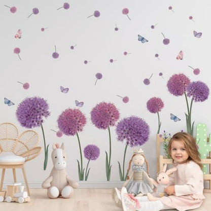 Lila Pusteblume Wandtattoo Löwenzahn Schlafzimmer Deko