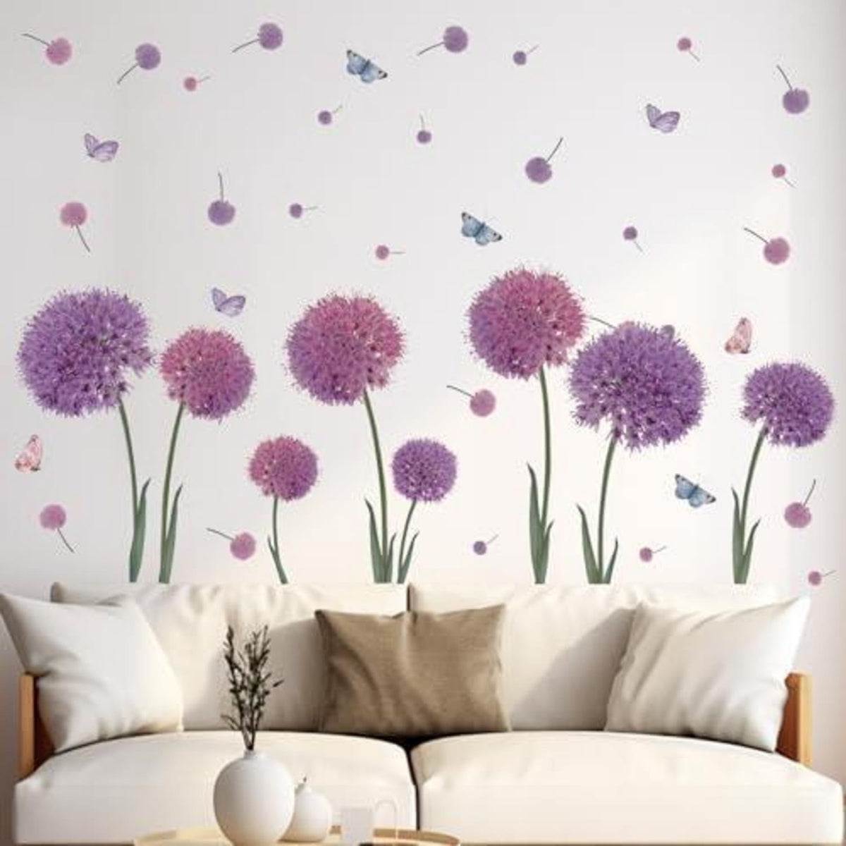 Lila Pusteblume Wandtattoo Löwenzahn Schlafzimmer Deko