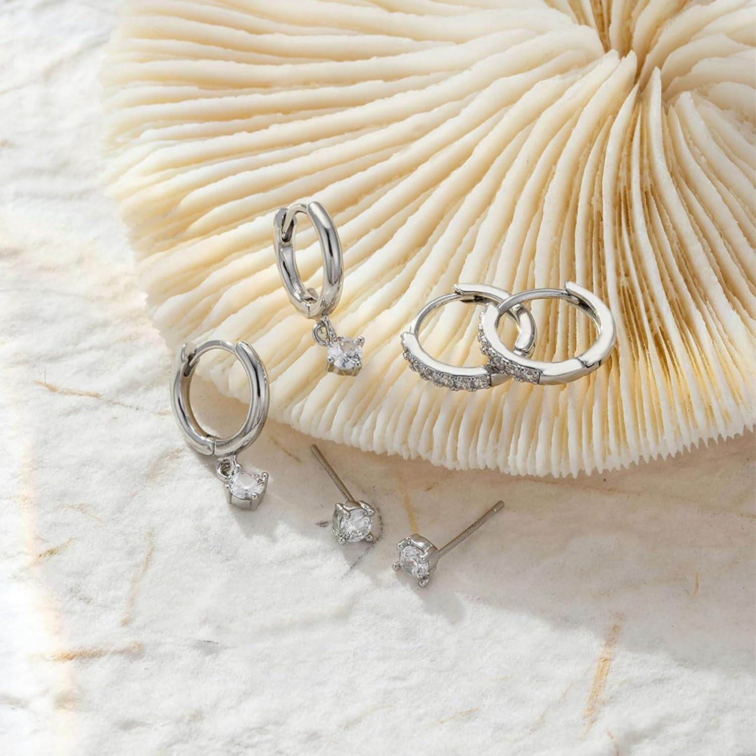 Ohrringe Set Silber 925 Vergoldet Zirkonia Gold Silber Ohrstecker