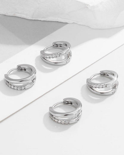 FUNEIA Ohrringe Set Silber 925 14K Vergoldet Creolen Ohrstecker Zirkonia Gold