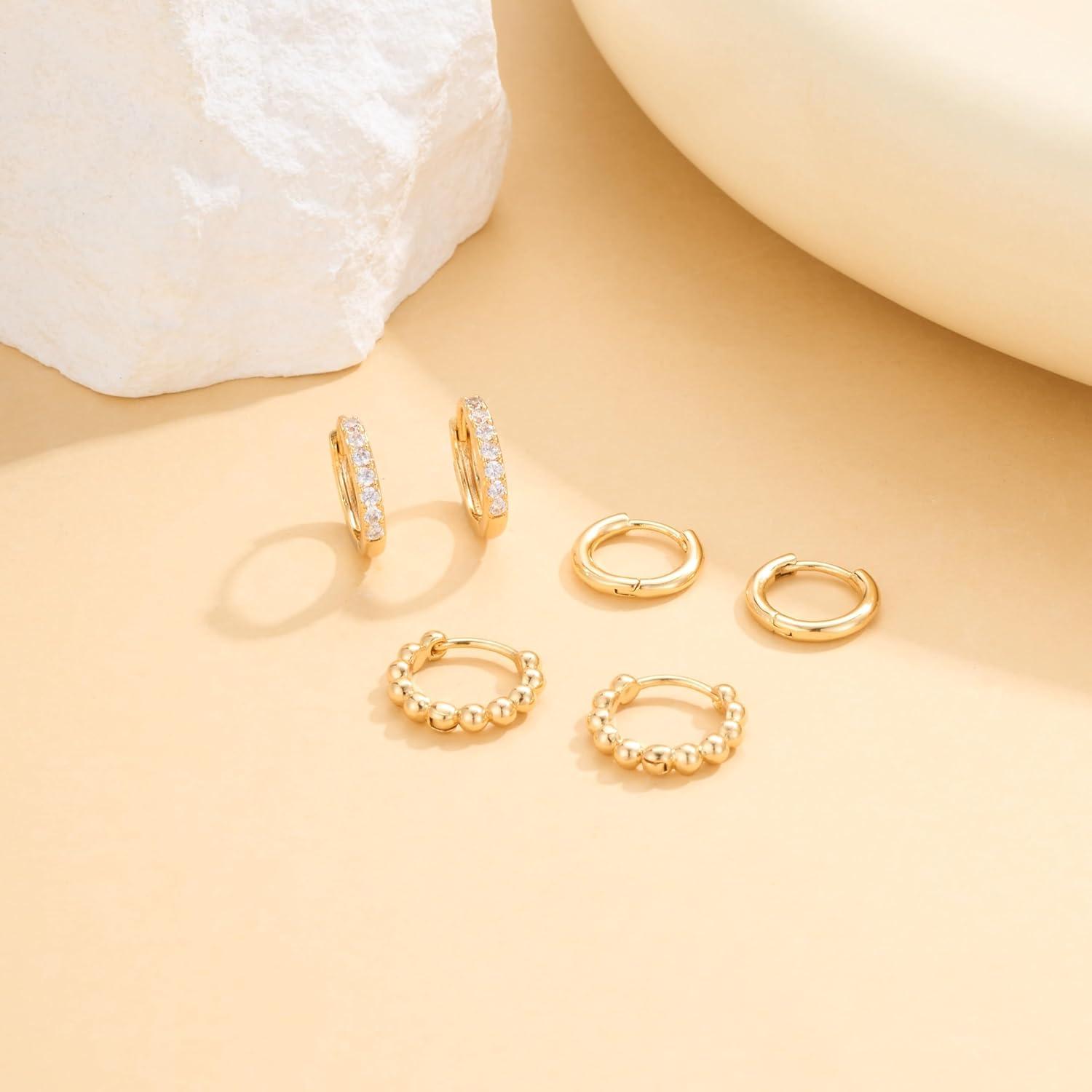 Ohrringe Silber 925 Set Damen Vergoldet Creolen Ohrstecker Zirkonia