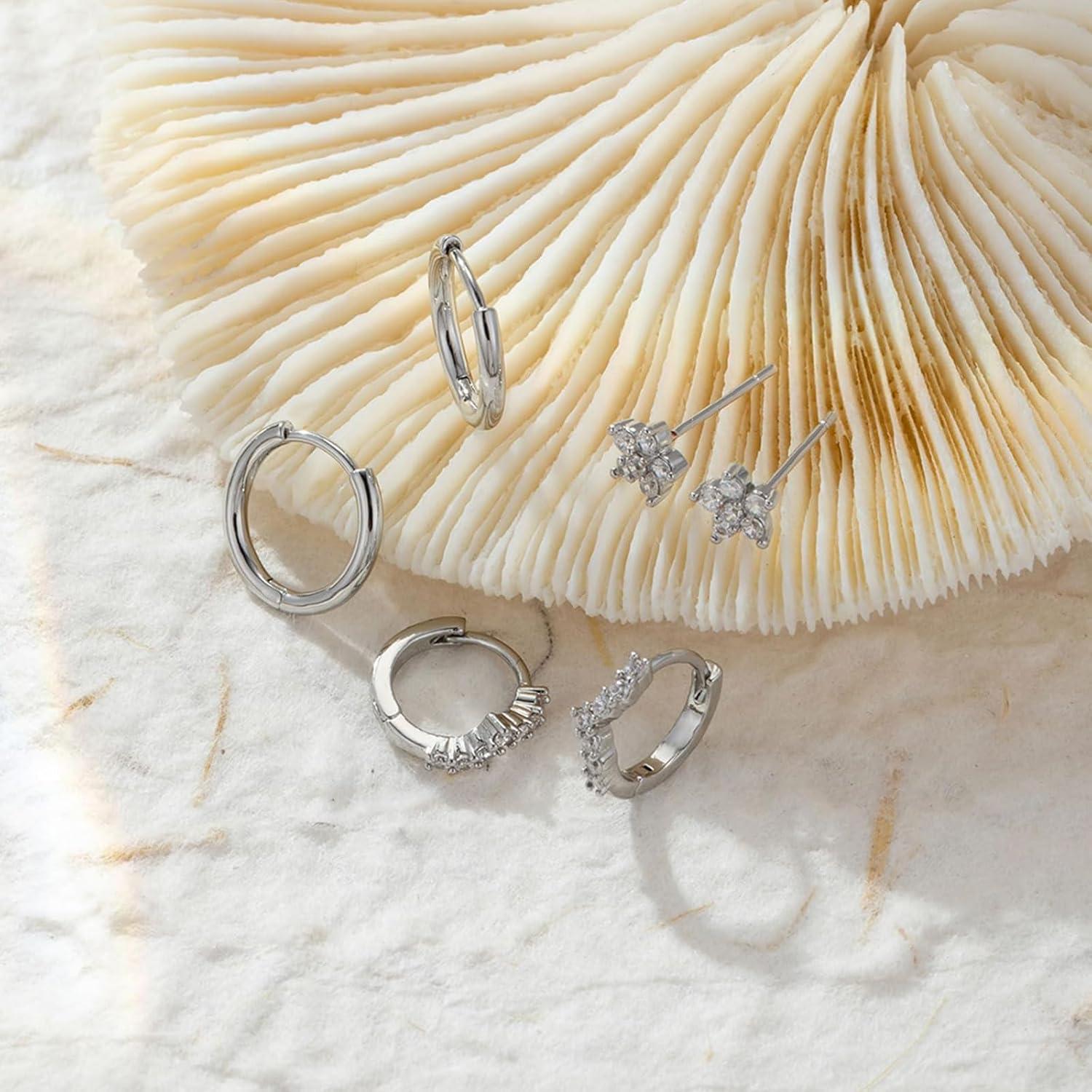 Funia Ohrringe Set Silber Gold 925 Vergoldet Zirkonia Anhänger