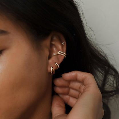 Ohrringe Set Damen 925 Silber 14K Vergoldet Zirkonia Ohrstecker