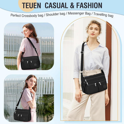 TEUEN Crossbody Bag Damen Große Kapazität Wasserdicht Nylon