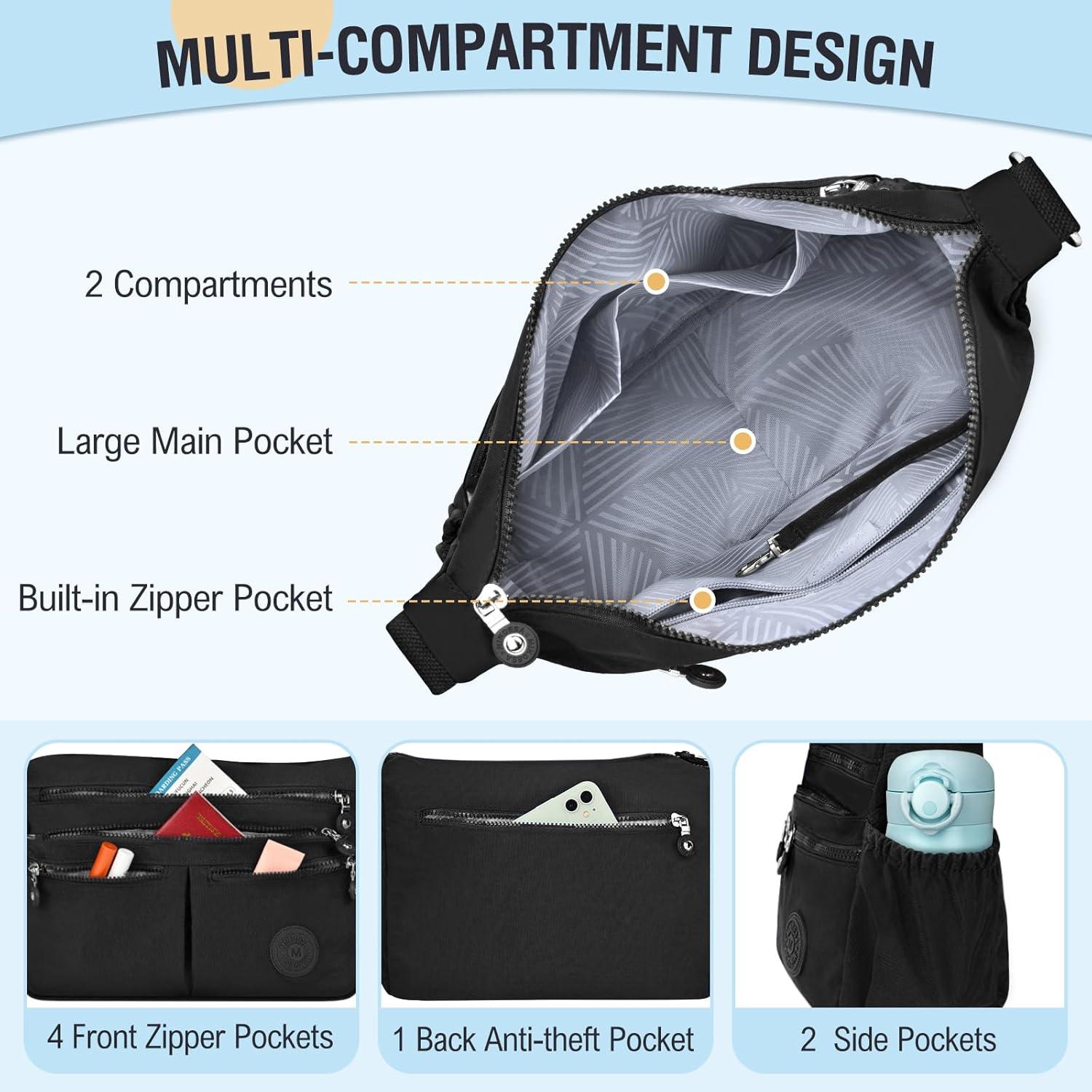 TEUEN Crossbody Bag Damen Große Kapazität Wasserdicht Nylon Umhängetasche