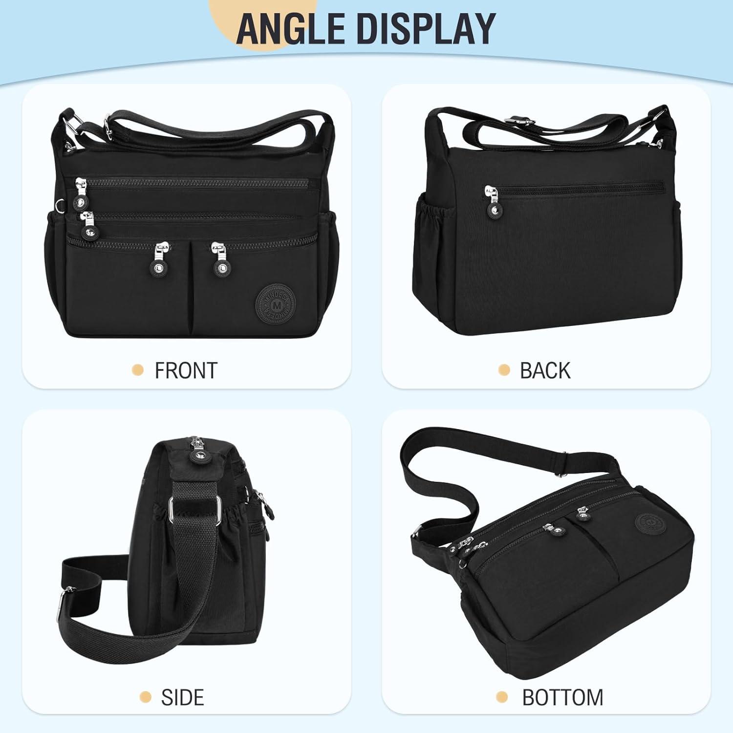 Große Crossbody Bag Damen Wasserdicht Nylon Leichte Umhängetasche mit