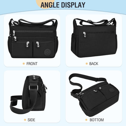 Große Crossbody Bag Damen Wasserdicht Nylon Leichte Umhängetasche mit