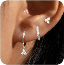 FUNEIA Ohrringe Set 925 Silber 14K Vergoldet Zirkonia