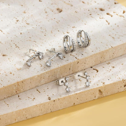 FUNEIA Silber Ohrringe Set 925 14K Vergoldet Zirkonia Ohrstecker