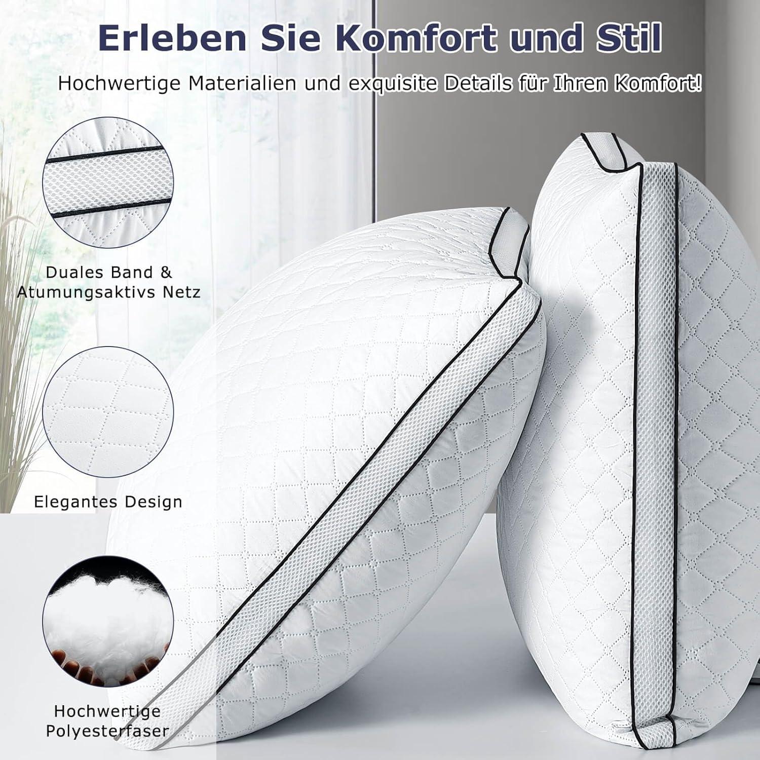 Orthopädisches Seitenschläferkissen 2er Set, Premium Atmungsaktives