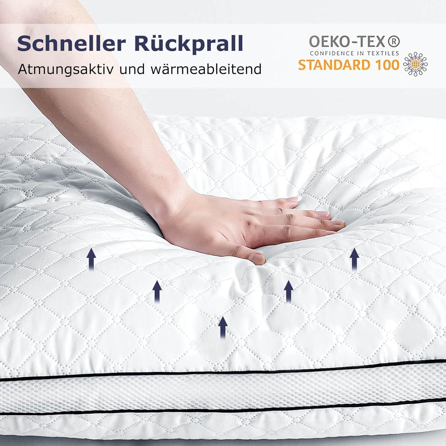 Orthopädisches Kopfkissen 80x80 cm 2er Set Premium Füllung Allergiker waschbar