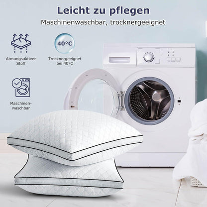 Orthopädisches Kopfkissen 80x80 cm 2er Set Premium Füllung Allergiker waschbar
