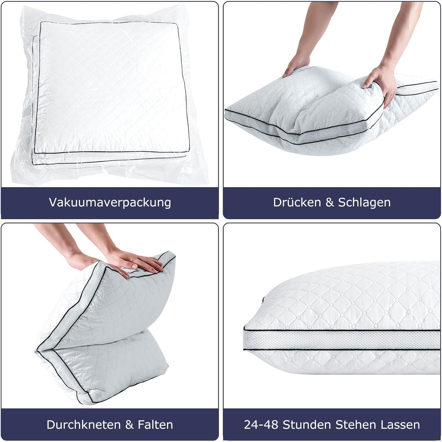 Orthopädisches Seitenschläferkissen 80x80 cm 2er Set Premiumfüllung waschbar