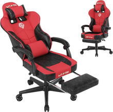 Gaming Stuhl Bürostuhl mit Fußstütze und Kopfstütze - Rot