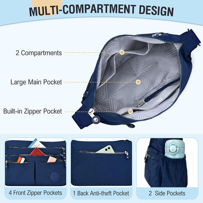 TEUEN Crossbody Bag Damen - Wasserdichte Nylon Umhängetasche - Groß & Leicht - Viele Fächer