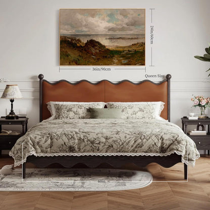 Vintage Meereslandschaft Leinwandbild mit Holzrahmen 60x90 cm