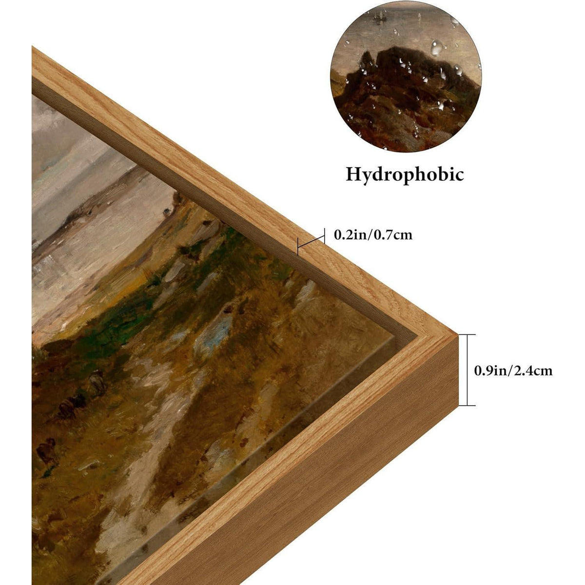 Vintage Meereslandschaft Leinwandbild mit Holzrahmen 60x90 cm