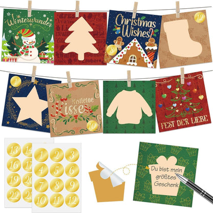 Rubbellos Adventskalender Karten 2024 Glitzer DIY