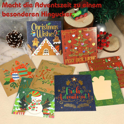 Rubbellos Adventskalender Karten 2024 Glitzer DIY