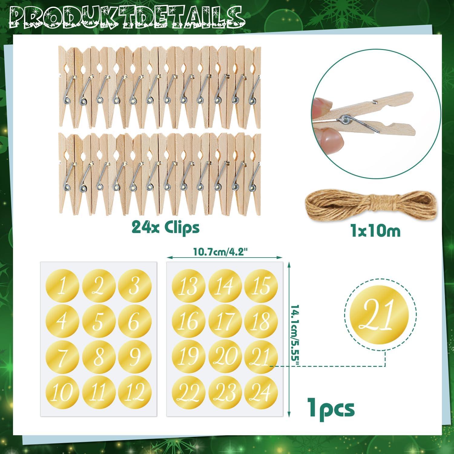 Rubbellos Adventskalender Karten DIY 2024 Rubbellose Glitzer Clips