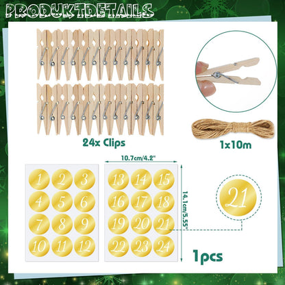 Rubbellos Adventskalender Karten DIY 2024 Rubbellose Glitzer Clips