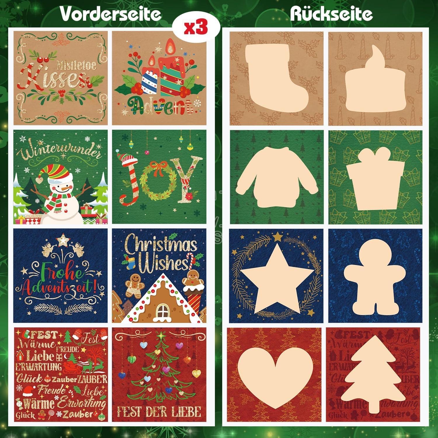 Rubbellos Adventskalender Karten 2024 DIY Glitzer Selber Machen Set
