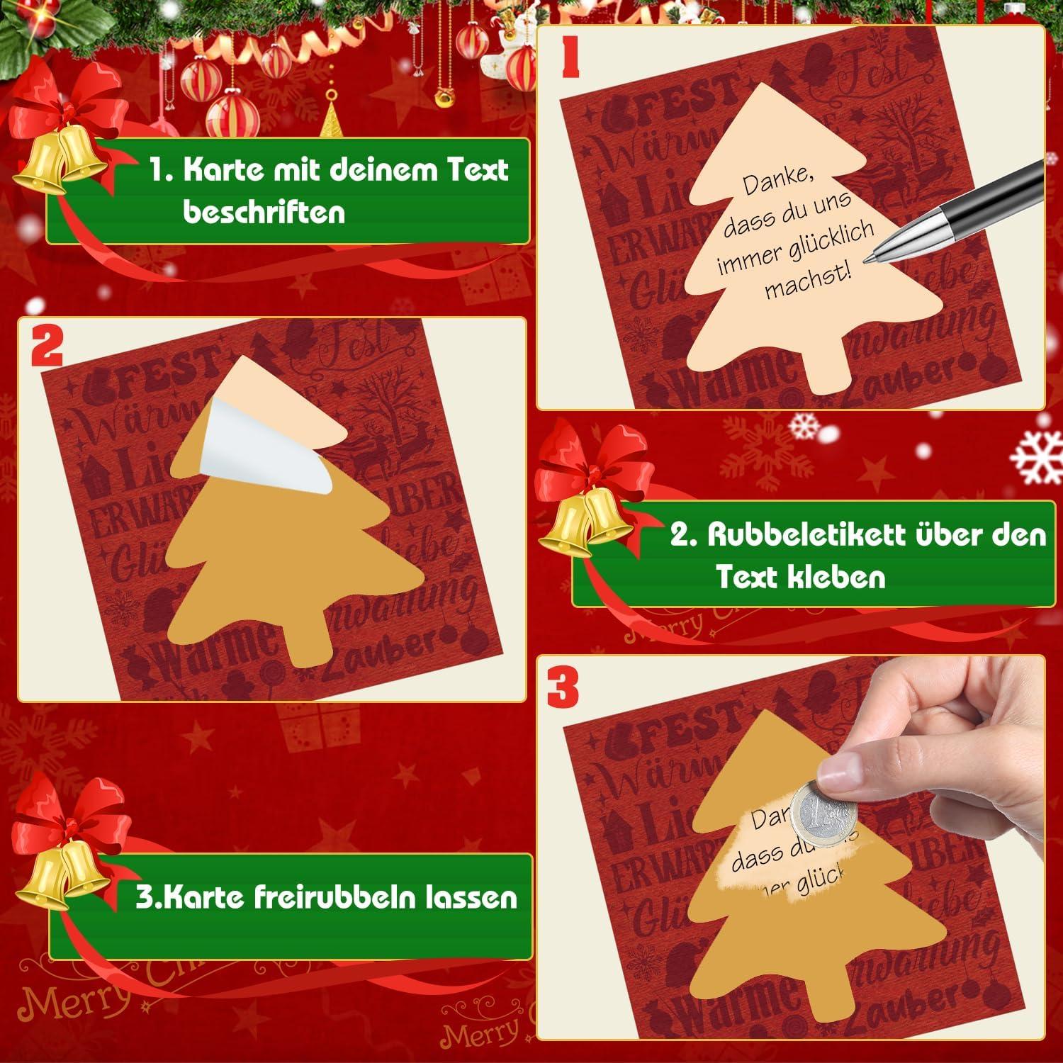 DIY Rubbellos Adventskalender Karten 2024 Glitzer Personalisiert